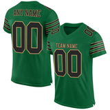 Custom Kelly Green Black-Old Gold Mesh Authentic Football Jersey