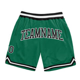Custom Kelly Green Black-White Authentic Throwback Basketball Shorts