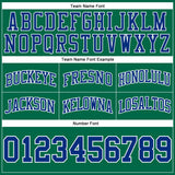 Custom Kelly Green Royal-White Authentic Throwback Basketball Shorts