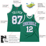Custom Kelly Green White Royal-Gray Authentic Throwback Basketball Jersey