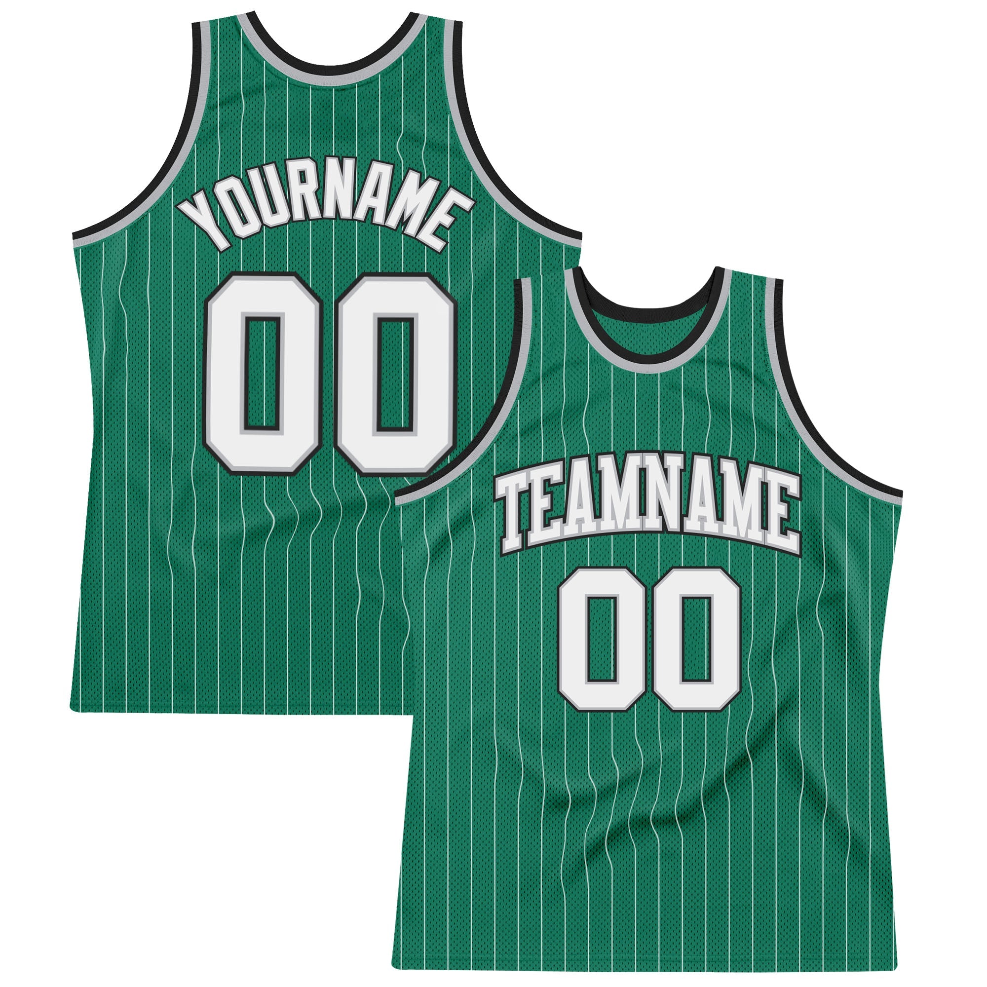 Custom Green White-Gold Round Neck Sublimation Basketball Suit