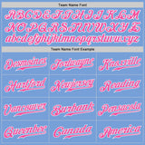 Custom Light Blue Pink-White Authentic Baseball Jersey