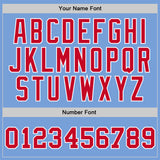 Custom Light Blue Red-White Authentic Throwback Basketball Jersey
