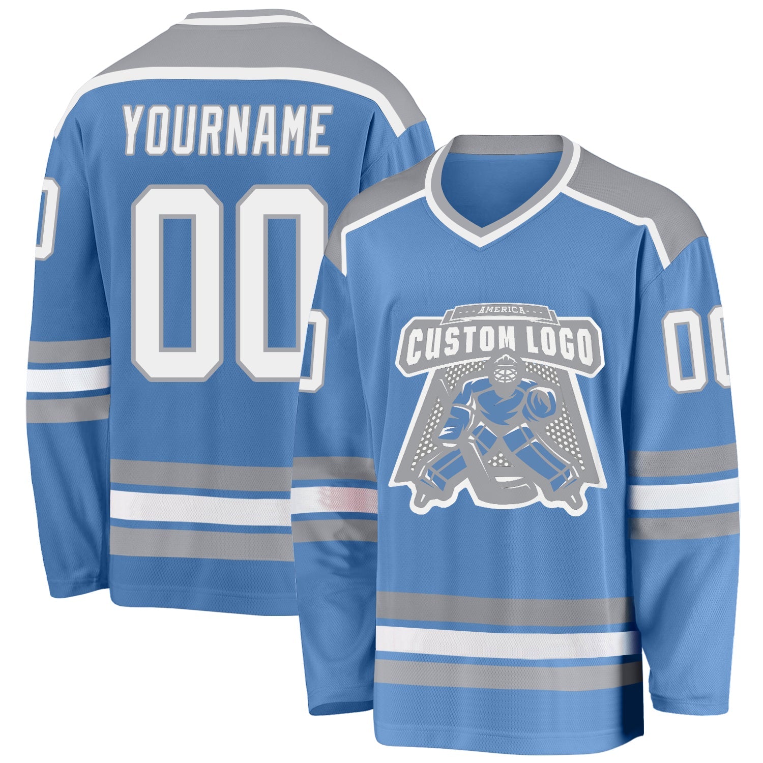 Custom Sky Blue Black-White Hockey Jersey Sale – UKSN INC