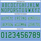 Custom Light Blue Kelly Green-White Authentic Throwback Basketball Shorts
