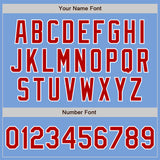 Custom Light Blue Red-White Authentic Baseball Jersey