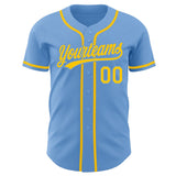 Custom Light Blue Gold Authentic Baseball Jersey