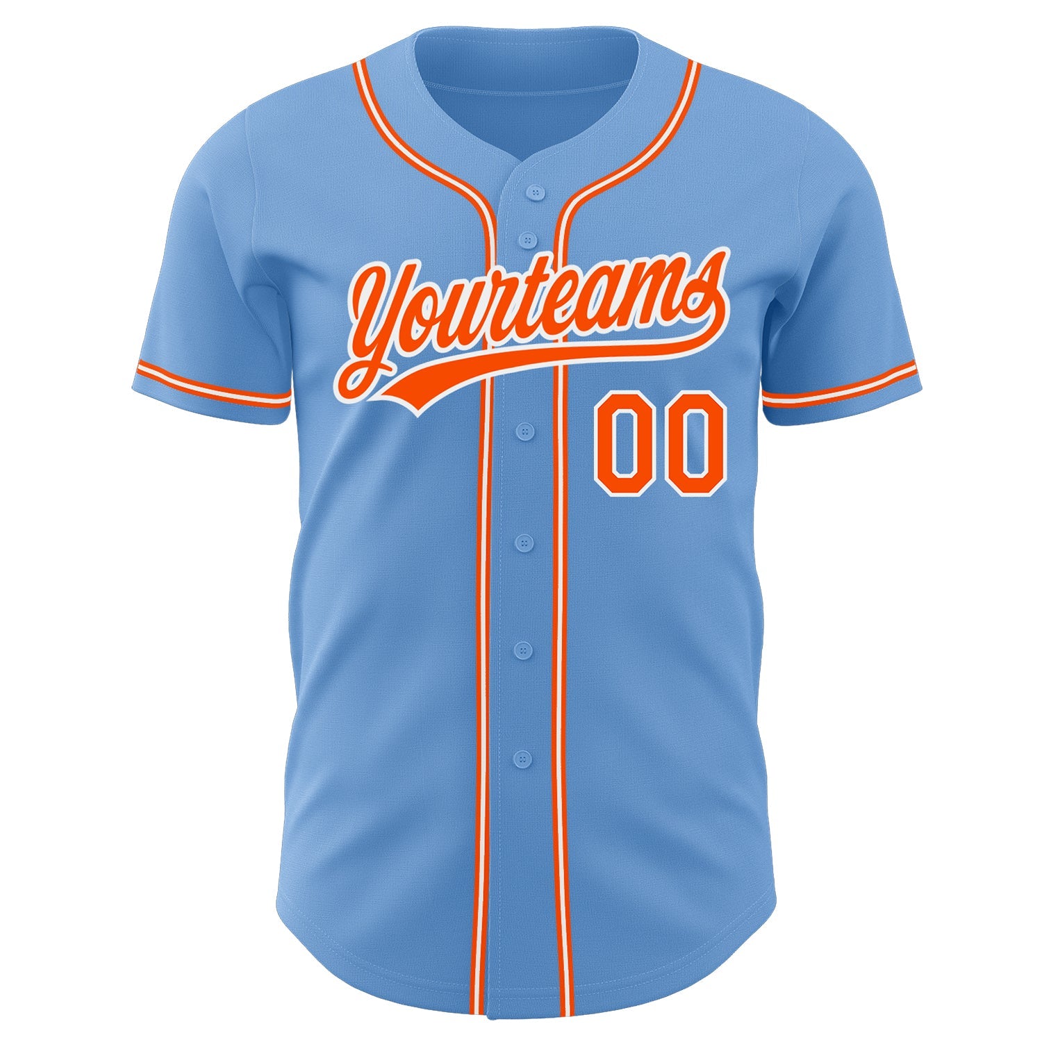 Custom Light Blue Orange-White Authentic Baseball Jersey