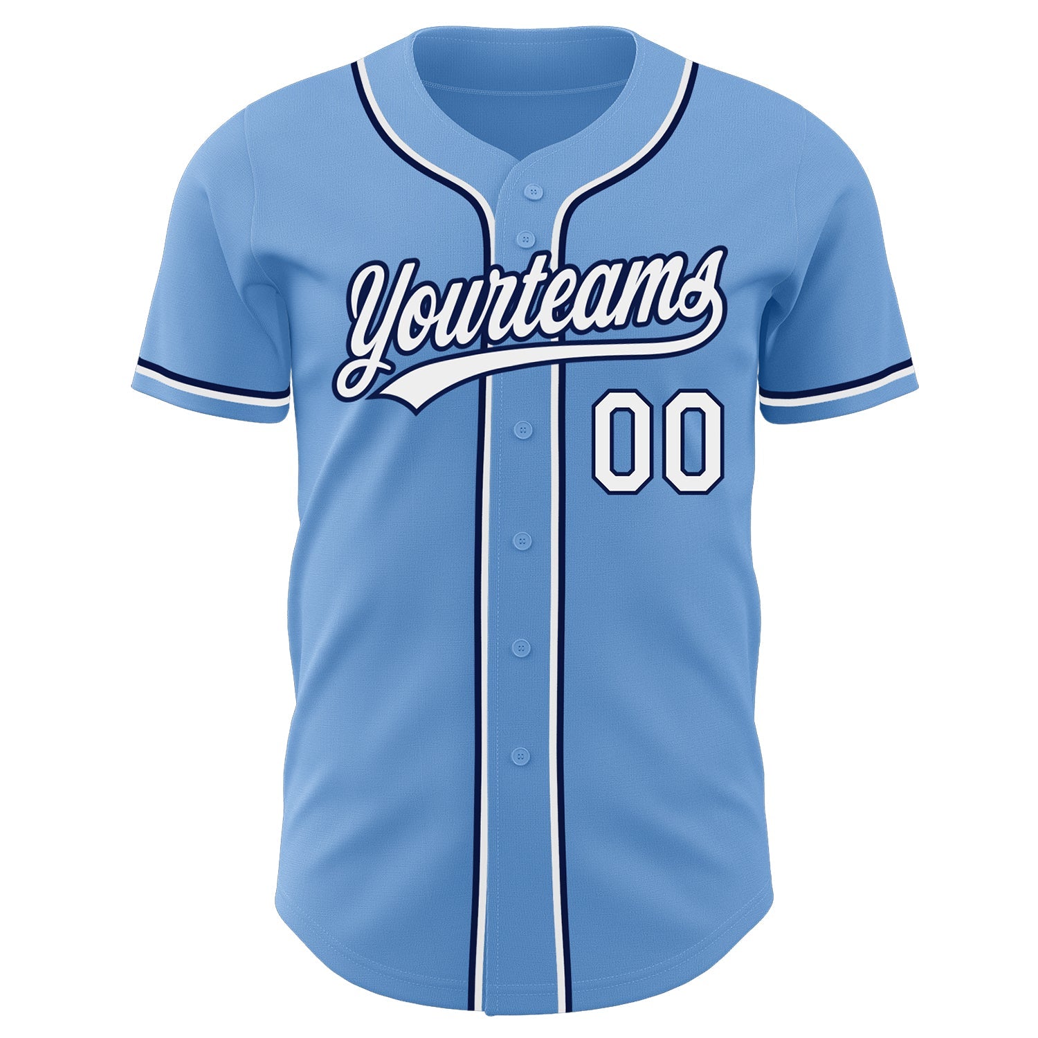 Custom Light Blue White-Navy Authentic Baseball Jersey