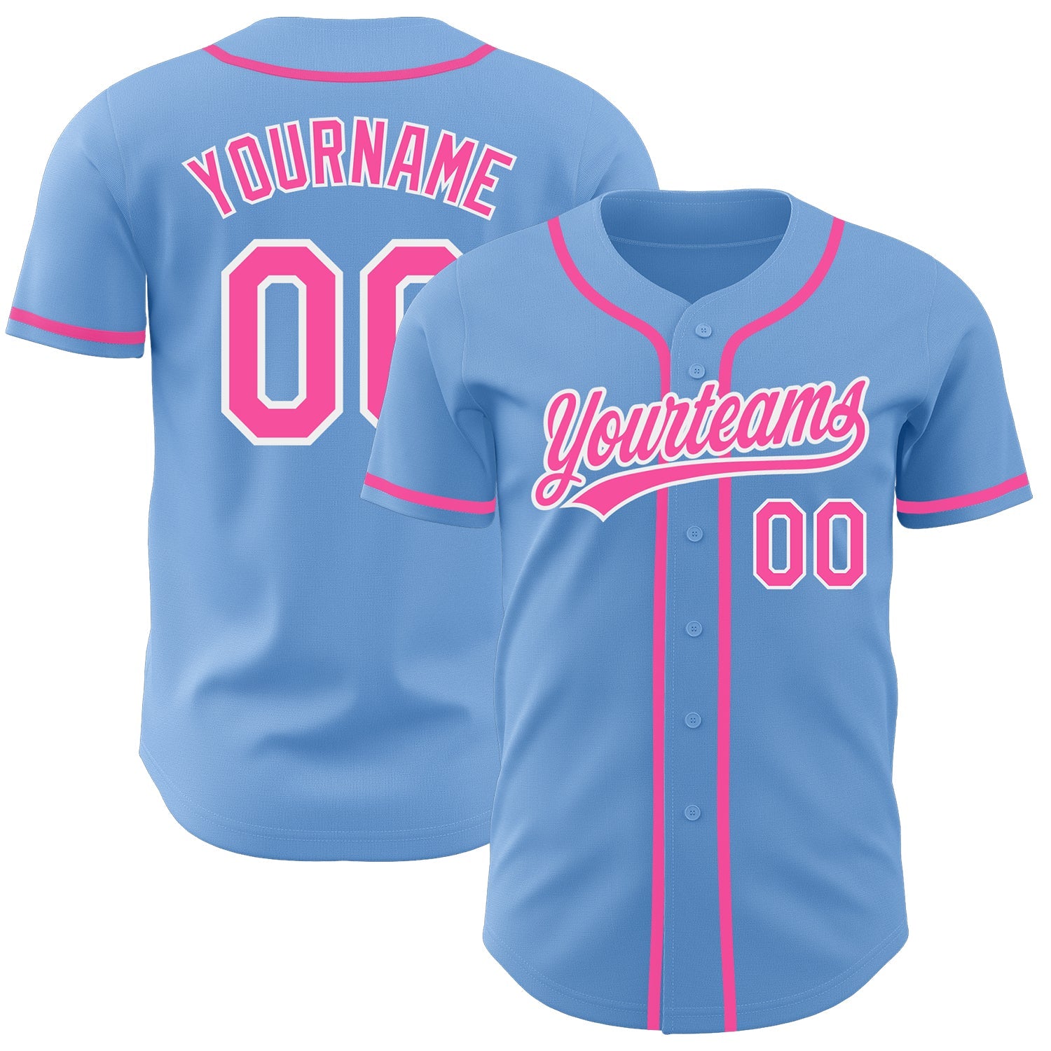 Custom Light Blue Pink-White Authentic Baseball Jersey Discount – snapmade