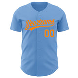 Custom Light Blue Blaze Orange Authentic Baseball Jersey