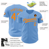Custom Light Blue Blaze Orange Authentic Baseball Jersey