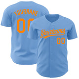 Custom Light Blue Blaze Orange Authentic Baseball Jersey