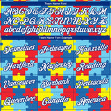 Custom Colorful White-Royal Autism Awareness Puzzle Pieces 3D Pattern Long Sleeve Performance T-Shirt