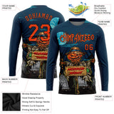 Custom 3D Pattern Halloween Pumpkins Horror Night Long Sleeve Performance T-Shirt