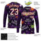 Custom 3D Pattern Happy Halloween Spiders Long Sleeve Performance T-Shirt