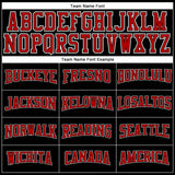 Custom Black Red-White Long Sleeve Performance T-Shirt