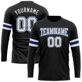 Custom Black White-Royal Long Sleeve Performance T-Shirt