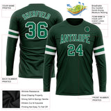 Custom Green Kelly Green-White Long Sleeve Performance T-Shirt
