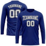 Custom Royal White Black-Gray Long Sleeve Performance T-Shirt