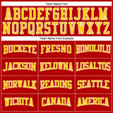 Custom Red Gold-White Long Sleeve Performance T-Shirt