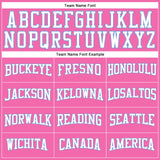 Custom Pink White-Light Blue Long Sleeve Performance T-Shirt