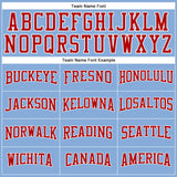 Custom Light Blue Red-White Long Sleeve Performance T-Shirt