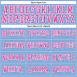 Custom Light Blue Pink-White Long Sleeve Performance T-Shirt