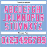 Custom Light Blue Pink-White Long Sleeve Performance T-Shirt
