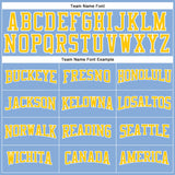 Custom Light Blue Gold-White Long Sleeve Performance T-Shirt