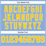 Custom Light Blue Gold-White Long Sleeve Performance T-Shirt
