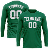 Custom Kelly Green White-Gary Long Sleeve Performance Salute To Service T-Shirt