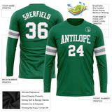 Custom Kelly Green White-Gary Long Sleeve Performance Salute To Service T-Shirt