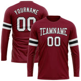 Custom Crimson White-Black Long Sleeve Performance T-Shirt