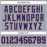 Custom Gray Royal-Orange Long Sleeve Performance T-Shirt