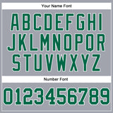 Custom Gray Kelly Green-White Long Sleeve Performance T-Shirt