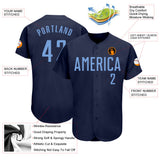 Custom Navy Light Blue Authentic Baseball Jersey