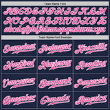 Custom Navy White Pinstripe Pink-White Authentic Baseball Jersey