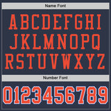 Custom Navy Orange-Blue Mesh Authentic Throwback Football Jersey
