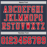 Custom Navy Red-Cream Mesh Authentic Throwback Football Jersey