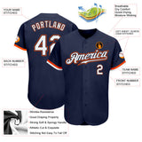 Custom Navy White-Orange Authentic Baseball Jersey