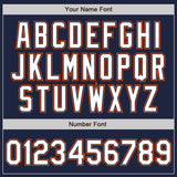 Custom Navy White-Orange Authentic Baseball Jersey