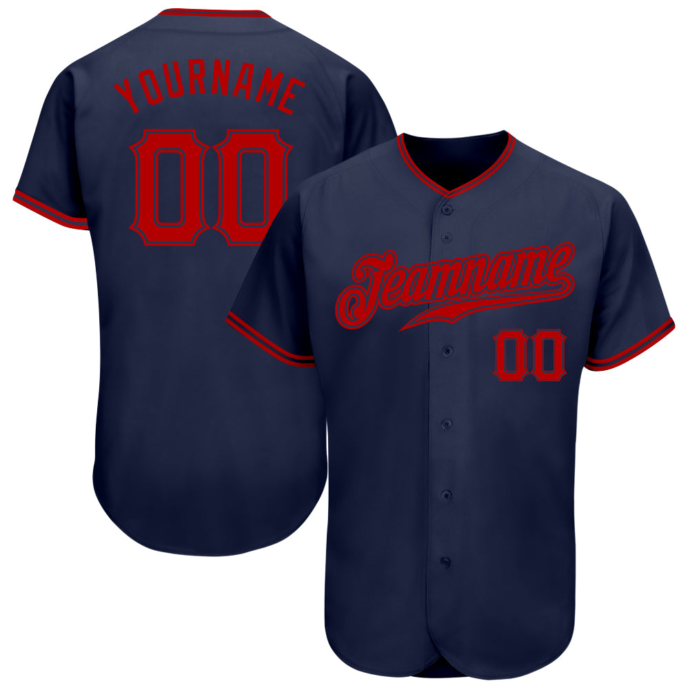 Custom Navy Red Authentic Baseball Jersey