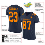 Custom Navy Blaze Orange Mesh Authentic Football Jersey