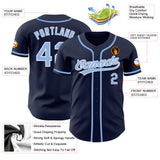 Custom Navy Light Blue-White Authentic Baseball Jersey