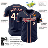 Custom Navy City Cream-Crimson Authentic Baseball Jersey
