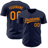 Custom Navy Blaze Orange-Navy Authentic Baseball Jersey