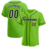 Custom Neon Green Black-White Authentic Baseball Jersey
