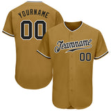 Custom Old Gold Black-White Authentic Baseball Jersey