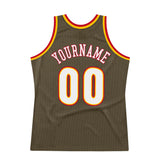 Custom Olive White-Red Authentic Throwback Salute To Service Basketball Jersey